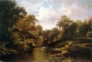 watermill in the ardennes with angler